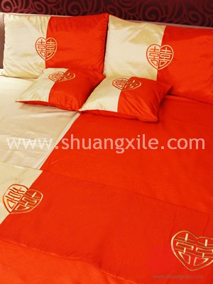 Quilt Cover Bedding Set Xi Character Dowry Chinese Wedding Customs