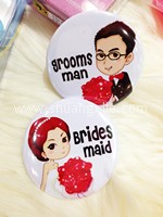 Handsome Grooms Man and Pretty Bridesmaid Badge