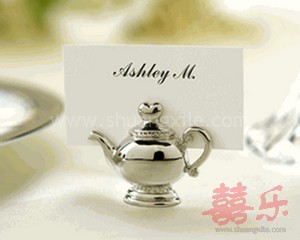 Silver Plated Teapot Place Card Holder
